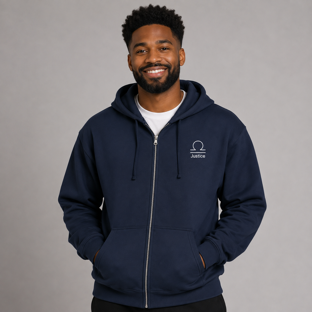 Libra Zodiac Zip-Up Hoodie — Justice Air Sign Astrology Apparel