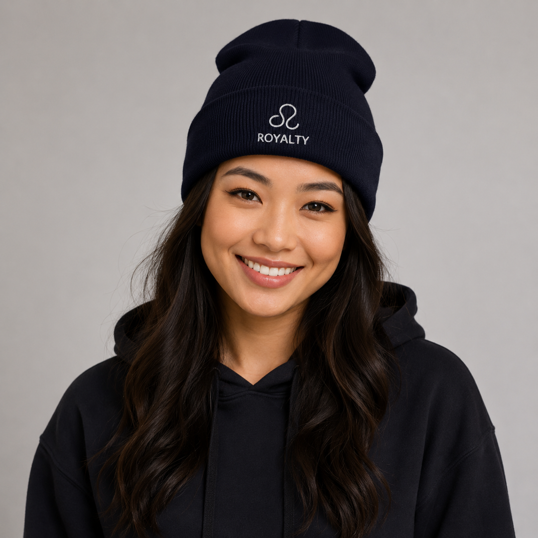 Leo Royalty Beanie — Embroidered Fire Sign Beanie